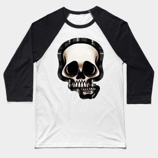 Gray Plaid Skull Baseball T-Shirt